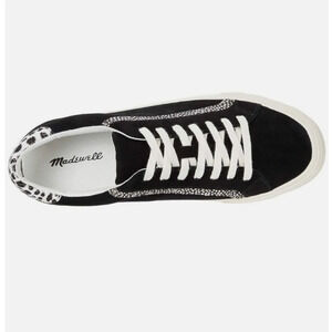 Madewell Sidewalk sneaker low top lace up  Black/ white spotted Calf hai…